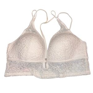 PINK Victoria's Secret White Floral Lace Longline Push-Up Bralette Size Large